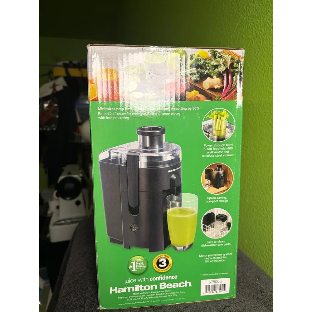 Hamilton Beach HealthSmart Compact Juice Extractor 400W Black 67500G